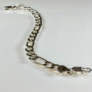 Sterling Silver 8 mm 5/16 Wide Figaro Bracelet